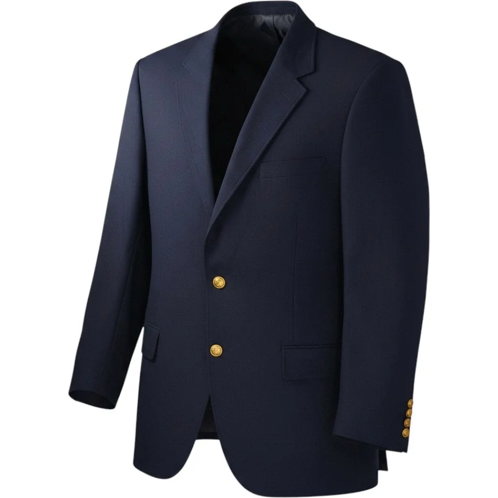 J.Crew Thompson University Blazer Navy Blue Wool Blend Gold Anchor Buttons 42R